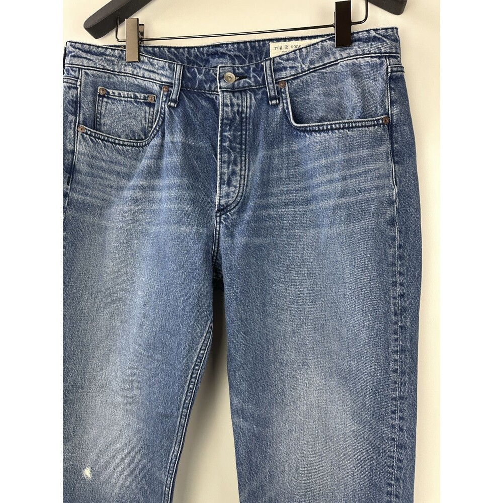 Rag & Bone Rosa Mid-Rise Boyfriend Jeans in Malibu Blue Denim Button Fly Size 34 - Picture 7 of 16